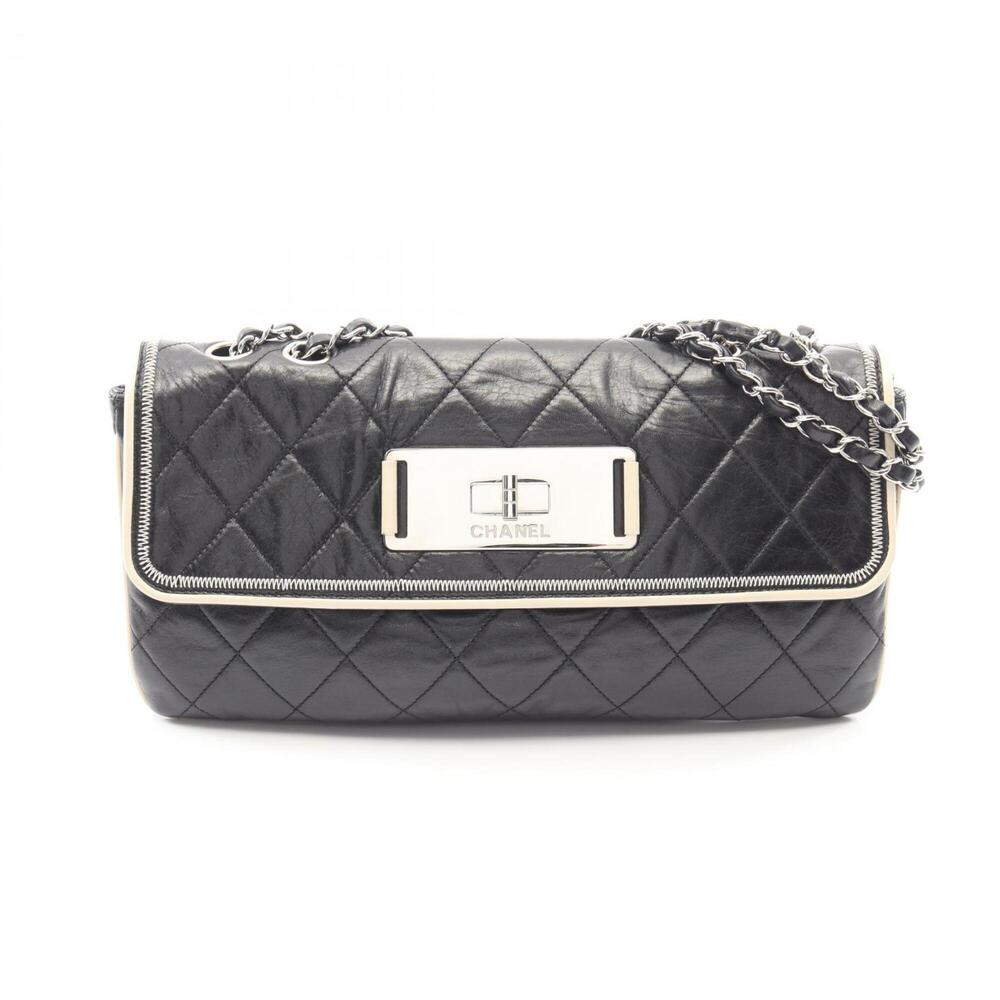 Chanel 2.55 Matelassé Shoulder Bag/Handbag, Lambskin Leather, Women's, Black/...
